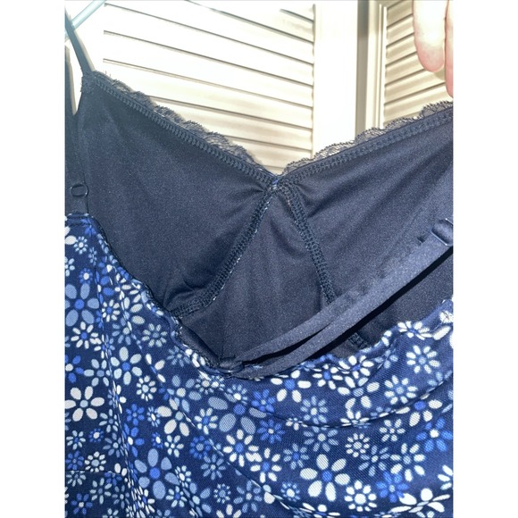 NO BOUNDARIES Blue Floral Lace Trim Mini Dress Women's Size L - Picture 7 of 8